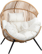 Shintenchi Wicker Egg Chair Outdoor Rattan Patio Chair with Cushion Oversized Patio Lounge Chairs with Cushion Egg Basket Chair  Egg Seat for Indoor Living Room Bedroom Outside Patio Backyard Balcony