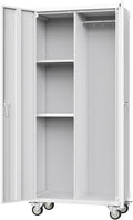 DUMOS Tall Metal Garage Storage Cabinet with Wheels and Adjustable Shelves, 72" Rolling Steel Tool Cabinet with 2 Lockable Doors for Garage, Home, Office, Gym, White