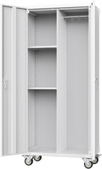 DUMOS Tall Metal Garage Storage Cabinet with Wheels and Adjustable Shelves, 72" Rolling Steel Tool Cabinet with 2 Lockable Doors for Garage, Home, Office, Gym, White