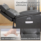 CANMOV Genuine Leather Recliner Chair,Power Recliner Chair for Adults,Electric Single Reclining Sofa with Overstuffed Armrest and Backrest for Living Room,Dark Grey