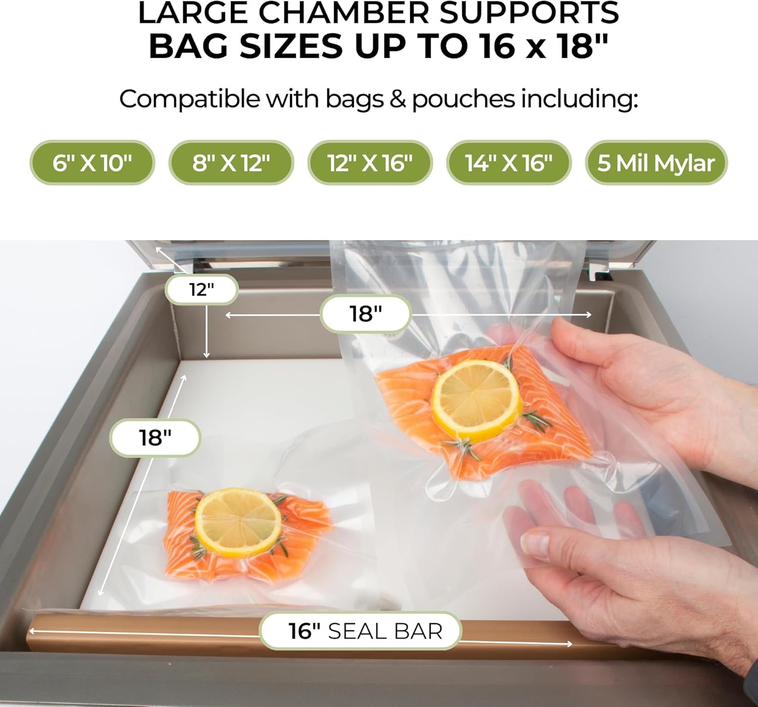 Vacmaster VP320 Commercial Countertop Chamber Vacuum Sealer Machine, ½ HP Oil Pump, 16” Seal Bar, 10 Programmable Settings, Large Vacuum Food Sealer Machine for Liquids, Meats & Sous Vide