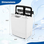Giantex Portable Washing Machine, 18LBS Twin Tub Mini Compact Laundry Washer Spinner Combo with Drain Pump, 11Lbs Washer and 7Lbs Spinner for Apartments, RVs, Dorms, Gray+White