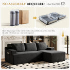 96" Sectional Couches for Living Room Cloud Couch Sofa with L-Shape Upholstered Boneless Couchs Modern Modular Sectional Couch with Chaise (Black, 96" W+Right Facing Chaise+2Seaters)