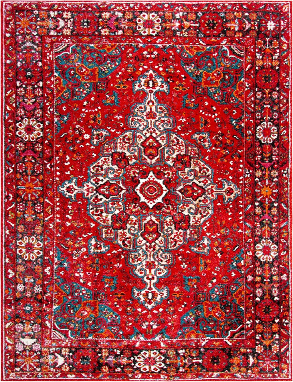 SAFAVIEH Vintage Hamadan Collection Area Rug - 8' x 10', Red & Multi, Oriental Traditional Persian Design, Non-Shedding & Easy Care, Ideal for High Traffic Areas in Living Room, Bedroom (VTH222A)