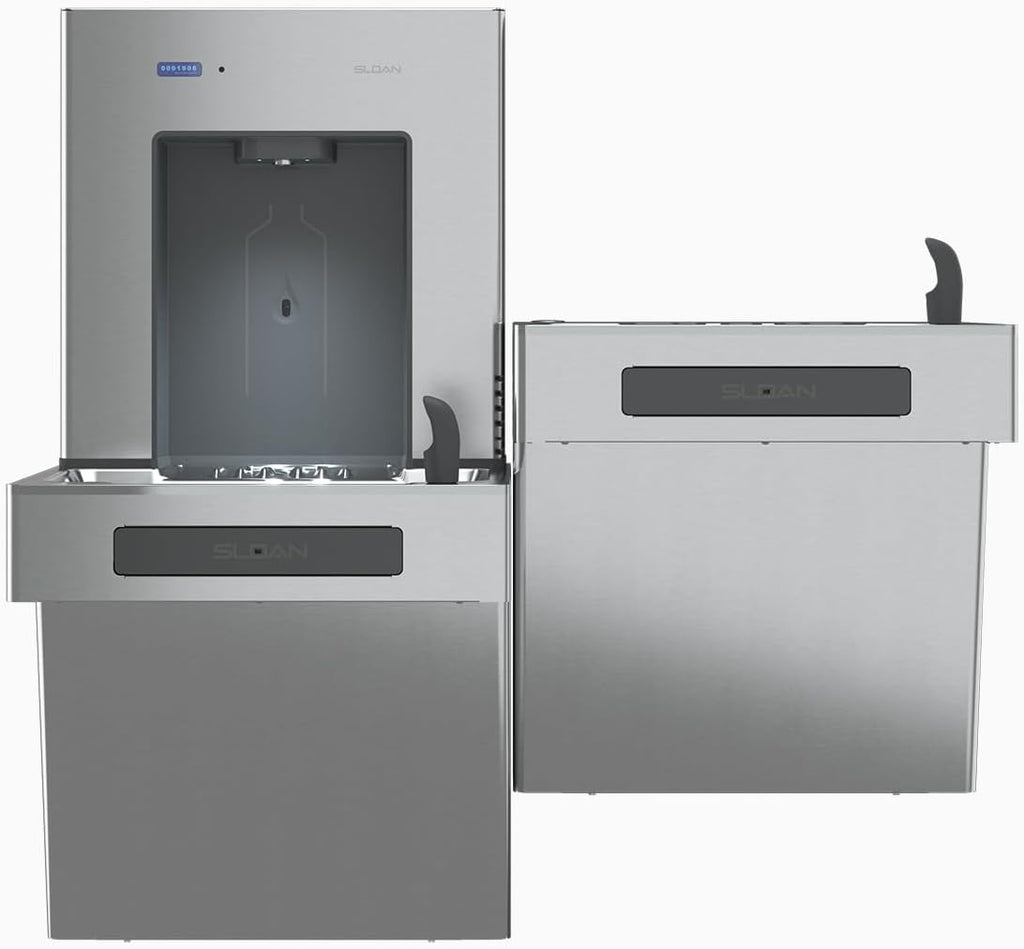 Sloan DropSpot Filtered and Refrigerated On-Wall Bottle Filler with Bi-Level Cooler DRS120-FIL-REF-SS - Water Dispenser and Water Drinking Fountain, Touch-Free Sensor Operated, ADA Compliant