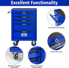 5 Drawers Tool Cart on Wheels, Multifunctional Rolling Tool Chest, Drawers Mobile Trolley Organizer Heavy Duty Tools Box with Locking Wheels & Ball Bearing Drawers (Blue, 5 Drawers)