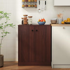 Giantex 2 Door Storage Base Cabinet - Freestanding Floor Cabinet with 3-Tier Shelf, Non-Slip Foot Pads, Kitchen Cupboard Storage Organizer for Living Room, Hallway, Entryway, Office (Brown)