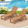 LUE BONA Outdoor Chaise Lounge Chairs Set of 2  HDPS Chaise Lounger  5 Positions Adjustable Lounge Chairs  Pool Lounge Chair with Wheels for Poolside  Patio  Restaurant  3 Year Warranty  Teak Color