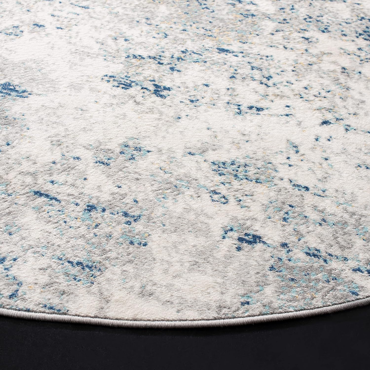 SAFAVIEH Brentwood Collection Area Rug - 10' Round, Light Grey & Blue, Modern Abstract Design, Non-Shedding & Easy Care, Ideal for High Traffic Areas in Living Room, Bedroom (BNT822F)