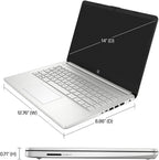 HP 14" HD Student Business Laptop  Intel Quad-Core N4120  16GB RAM  384GB Storage  (128GB eMMC+256GB SD Card)  1 Year Office 365  Slim Design  Webcam  HDMI  Bluetooth  WiFi  Win 11 S  Silver