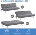 Giantex 3-Seat Convertible Sofa Bed, Sofa Bed w/ 3 Adjustable Angles, Line Fabric & High-Density Sponge, Durable Wood Frame &Sturdy Stainless-Steel Feet, Suitable for Living Room, Bedroom
