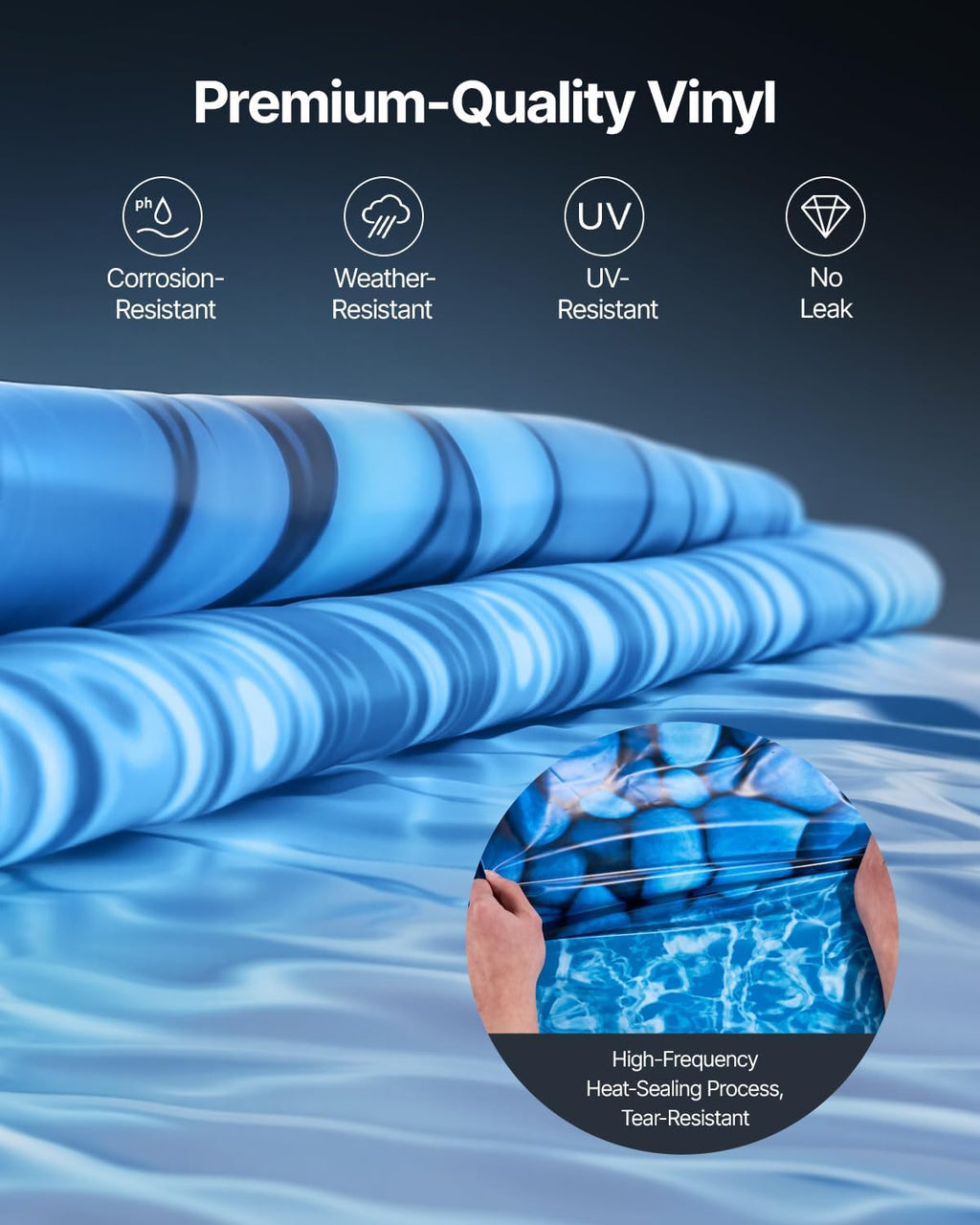 VEVOR 24-ft Round Above Ground Pool Liner  Overlap Pool Liners  Standard Gauge Vinyl  48-to-54inch Wall Height  Designed for Steel Sided Above-Ground Swimming Pools