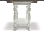 Signature Design by Ashley Havalance Farmhouse Sofa Table, Flip Top Design for Additional Dining Space and Fixed Lower Shelf, Gray & White with Weathered Finish