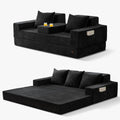 MAXYOYO Convertible Sofa Bed, 80" Oversized Boneless Loveseat Couch 4 in 1 Foldable Floor Sofa Couch in A Box with 2 Cup Holders, Folding Sleeper Chair for Living Room, No Assembly Required, Black