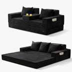 MAXYOYO Convertible Sofa Bed, 80" Oversized Boneless Loveseat Couch 4 in 1 Foldable Floor Sofa Couch in A Box with 2 Cup Holders, Folding Sleeper Chair for Living Room, No Assembly Required, Black