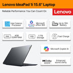 Lenovo IdeaPad 15.6" FHD Business Laptop • Microsoft Office 365 • 1.1TB Storage • DDR4 • Intel Dual core • 1TB Cloud and 128GB SSD and • WiFi 6 • Copilot AI • Windows 11 no Mouse • Essential Laptop
