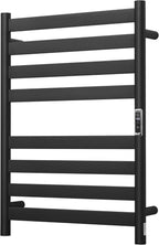 Heated Wall Mounted Electric Towel Warmer Rack,Timer & Temperature Control, 8 Bar Stainless Steel Towel Heater for Bathroom (Black, 8 Bars)