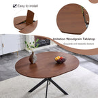 Round Dining Table Set for 6｜42"-54" Extendable Dining Room Table Set｜Wooden Kitchen Table with 6 Chairs｜Mid Century Modern Dinner Table Set with Cross Legs｜Easy Assembly｜Space Saving