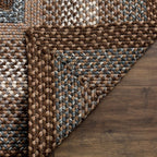 SAFAVIEH Washable Rug Outdoor Braided Collection - 8' x 10' Oval, Brown & Multi, Handmade & Reversible, Non-Shedding & Easy to Clean, Ideal for Patio, Backyard, Mudroom (BRD313A)