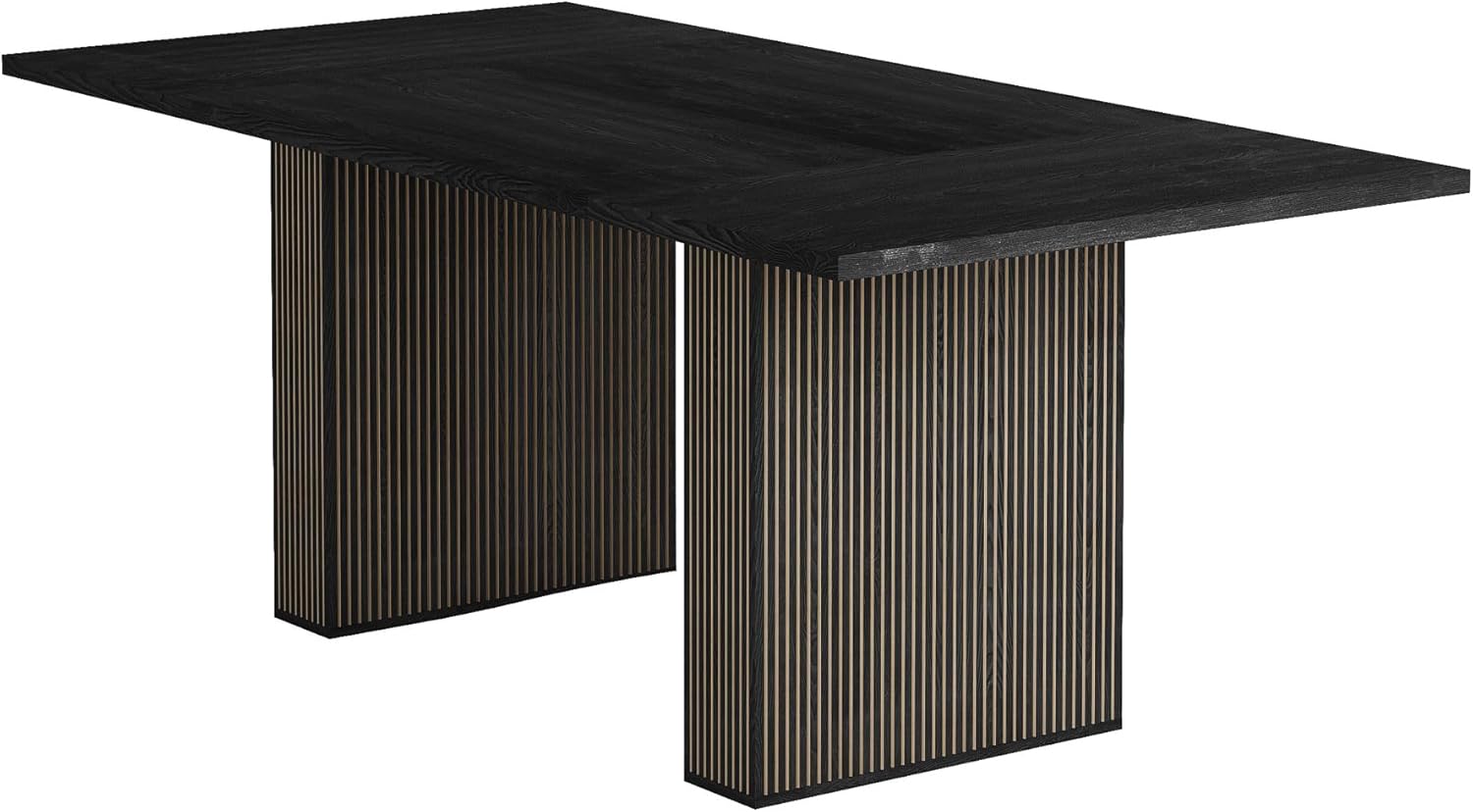 78 Inch Rectangular Dining Table for 6 to 10, Farmhouse Fluted Dining Kitchen Table, Modern Wood Long Dining Table for Kitchen Living Room, Black