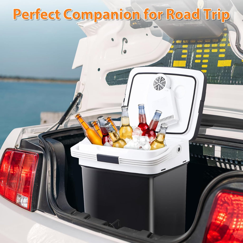 ZENY Car Fridge Electric Cooler and Warmer for Vehicles & Trucks- 12V AC/DC Car Thermoelectric Refrigerator with Handle, Portable Car Fridge for Travel, Camping and Picnics (29L)