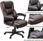 Furmax Office Executive Chair High Back Adjustable Managerial Home Desk Chair, Swivel Computer PU Leather Chair with Lumbar Support (Brown)