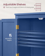 VASAGLE Floor Storage Cabinet, Freestanding Storage Unit with 4 Doors, Adjustable Shelves, 11.8 x 23.6 x 43.3 Inches, for Entryway, Bathroom, Harbor Blue UBBC552Q01