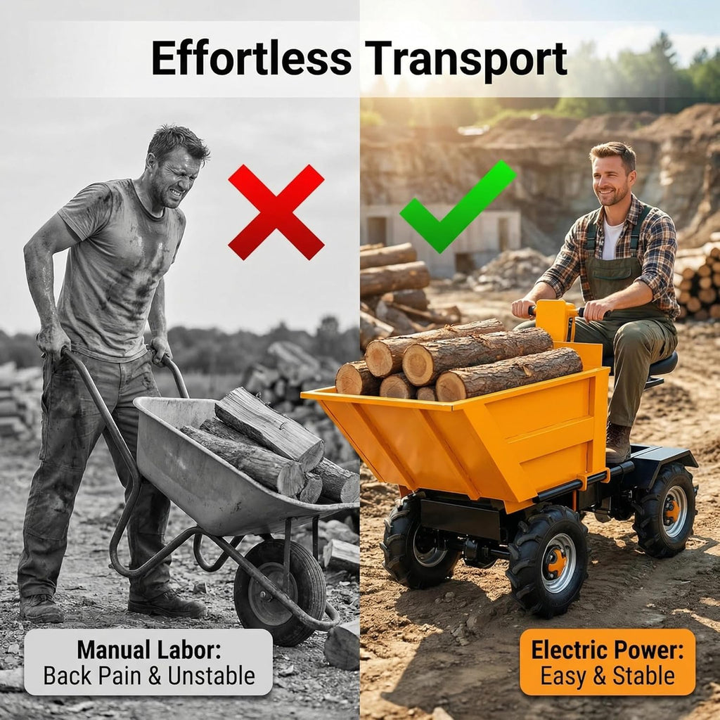 Electric Wheelbarrow  1900W Powerhouse 2205 lbs Heavy Duty Dump Cart All-Terrain Wheels for Hill Climbing & Rough Ground Utility Wagon for Yard  Garden  Construction Hauling & Dumping