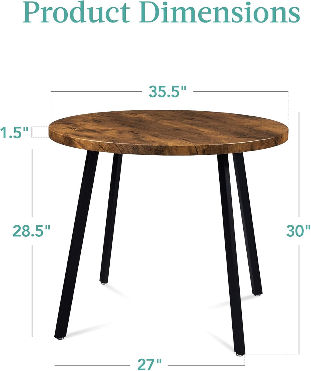 Best Choice Products Round Dining Table 35.5”, Mid-Century Modern Kitchen Table for 2-4 People, Small Space Apartment Dinette, Wood Top W/Steel Legs - Brown