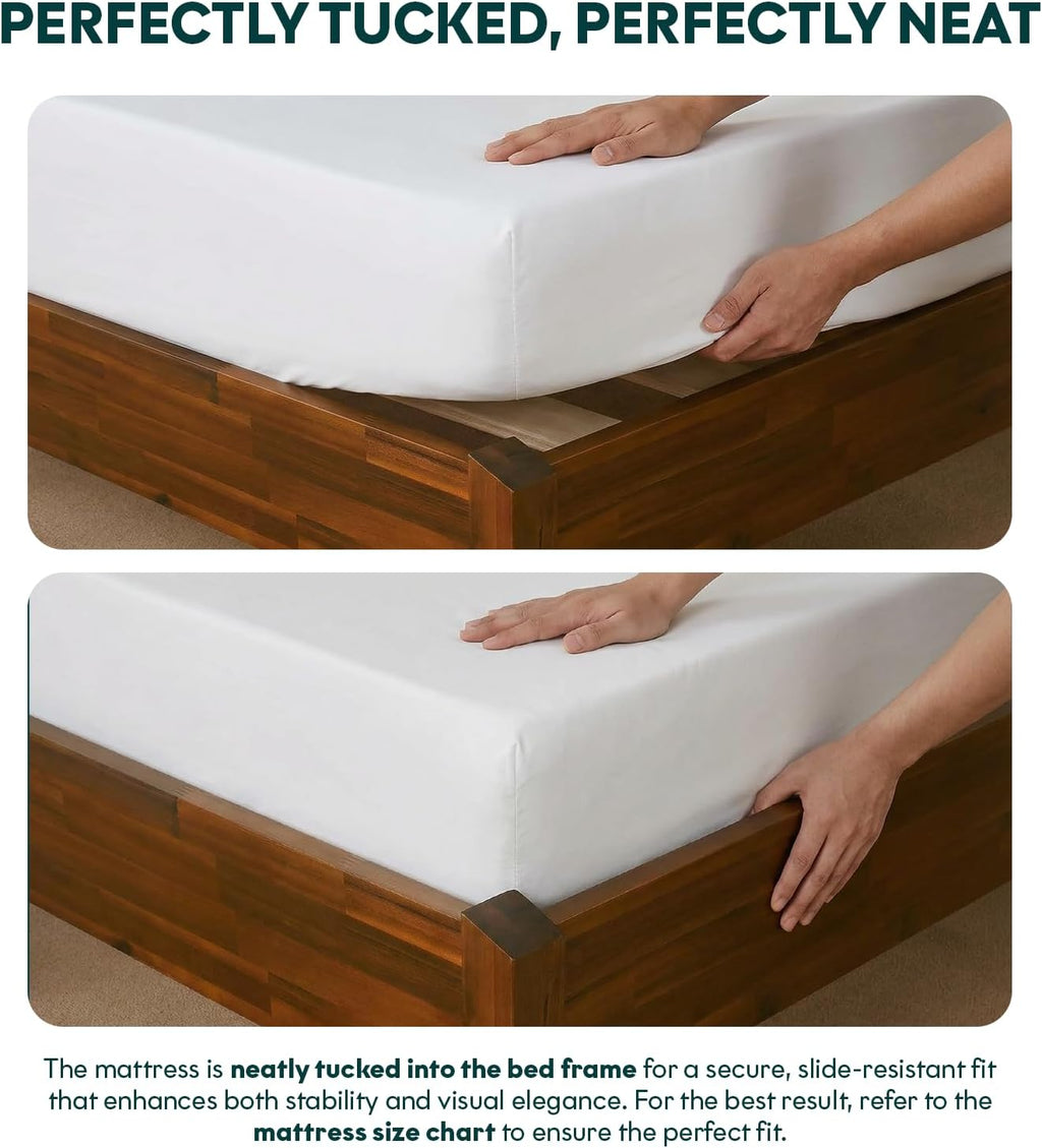 Bme Dinkee King Bed Frame Wood 15 Inch - Solid Wood Platform Bed Frame - Japanese Joinery Bed - Modern & Minimalist Style - Wood Slat Support - Easy Assembly - No Box Spring Needed - Chocolate