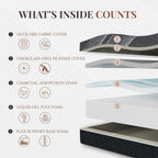 CH Charme House 12 Inch Queen Mattress, Bamboo-Charcoal Memory Foam Mattress, Cooling & Pressure Relief, Bed in a Box, Foam Made in USA & CertiPUR-US Certified, 60'x80'x12', Black