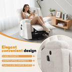 Rocker Recliner, Glider Recliner Chairs for Adults, 360° Swivel Rocking Chair with Massage and Heating, Nursery Chair with Storage and USB Charging for Living Room, Bedroom, Nursery