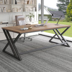 LVB Rustic Large Computer Desk, Extra Long Industrial Home Office Desk, Wood Pc Writing Work Study Computer Table Desk, Farmhouse Workstation Gaming Executive Desk for 2 Person, Rustic Oak, 78.7 Inch