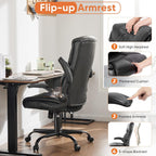 Sweetcrispy Ergonomic Computer Gaming Office Chair Set of 2, Heavy Duty Task Desk Swivel Rolling Chairs with Wheels, Flip-up Arms, Adjustable Height, PU Leather,Inky