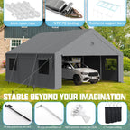 Carports Canopy Heavy Duty, Portable Garage with Sidewalls (20x20, Grey)