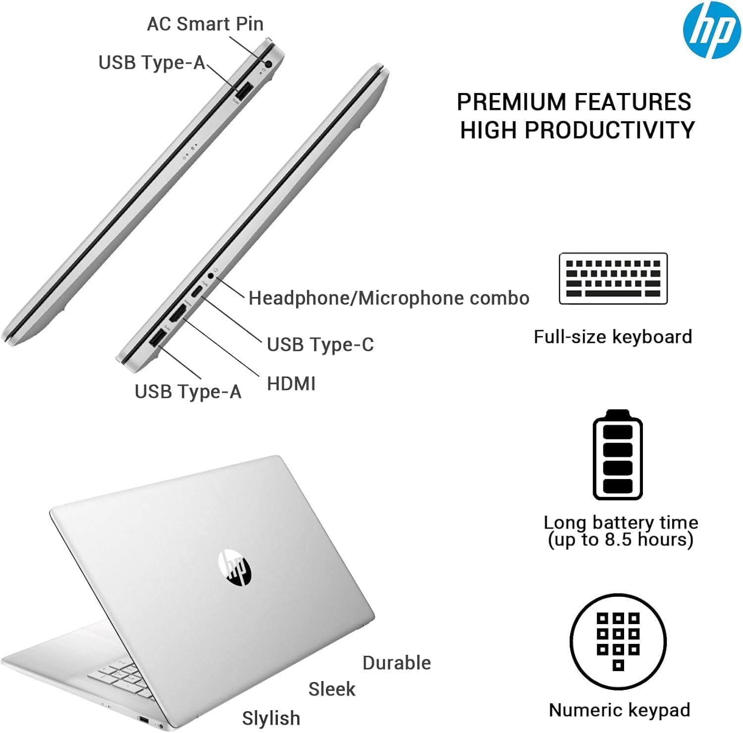 HP 17 Laptop Essential Computer  17.3 IPS FHD Business PC  6-Core AMD Ryzen 5  32GB RAM  1.5TB Storage (1TB SSD + 500GB Ext)  Windows 11 Pro Copilot AI Lifetime Office  HubxcelAccesory  Number Pad