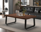 HSH Rustic Walnut Coffee Table, 39” Mid Century Modern Center Table, Rectangle Industrial Living Room Coffee Table, Simple Farmhouse Wood and Metal Tea Coffee Tables for Home Bedroom, Walnut, 39 in