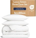 Brooklinen Luxury Sateen Duvet Cover Set - 100% Cotton, Full/Queen Size in White - Includes 1 Duvet Cover and 2 Standard Pillowcases - Best Full/Queen Duvet Covers