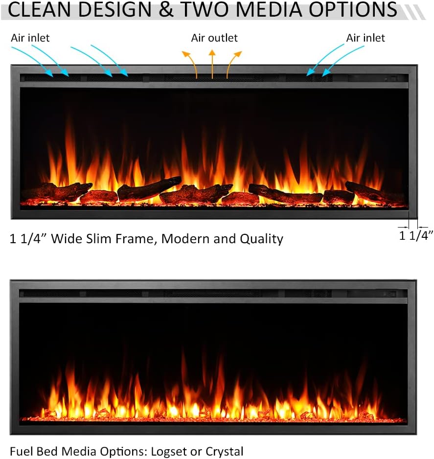 LegendFlame 50" W Austin in Wall Recessed & Wall Mounted Electric Fireplace (EF287A)