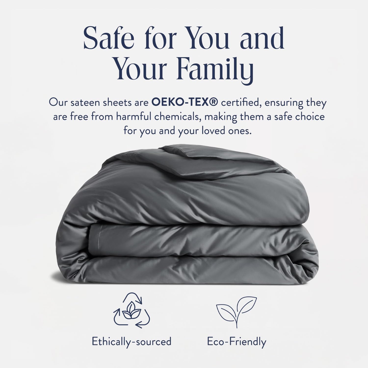 Brooklinen Luxury Sateen Duvet Cover - 100% Cotton, King/California King Size in Slate Grey with Extra-Long Corner Ties and Button Closure - Best King/Cali King Duvet Covers