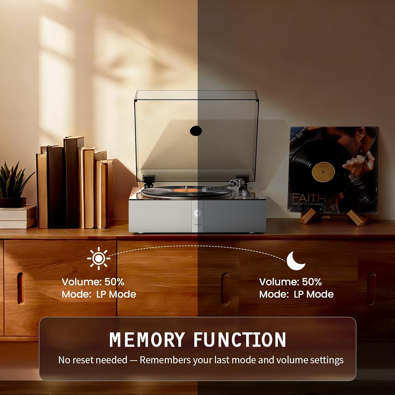 1 by ONE Fully Automatic Record Player  All-in-One Vinyl Turntable with Automatic Repeat Function  Remote Control  Built in Speakers& DSP  Phono Preamp  AT-3600L Cartridge  Belt Drive 2-Speeds
