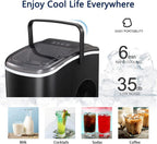 Countertop Ice Maker Machine, Portable Compact Small Bullet Ice Maker with Self Cleaning Function Makes 9 Cubes in 6 Minutes, Up to 26lbs in 24 Hours, Ideal for Camping Dorm Home Outdoor Use(Black)