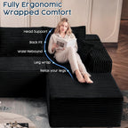 Black Sectional Couch for Living Room - 108" Modular Cloud Sofa with Chaise, Ultra Soft Corduroy L-Shaped Large Couches, Boneless Deep Seat Sectional Couch, No Assembly Required (Left Facing Chaise)