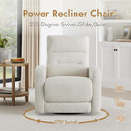 Watson & Whitely Swivel Power Recliner Glider Rocker, Nursery Recliner with Charging Port for Living Room, Fabric in Linen