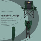 Colegence Oversized Folding Camping Chairs - 450 LBS Support Heavy Duty Camp Chair with Padded Cushion, Portable Outside Chairs with Carry Bag，Cooler, Cup Holder for Outdoor, Lawn, Sports - Green