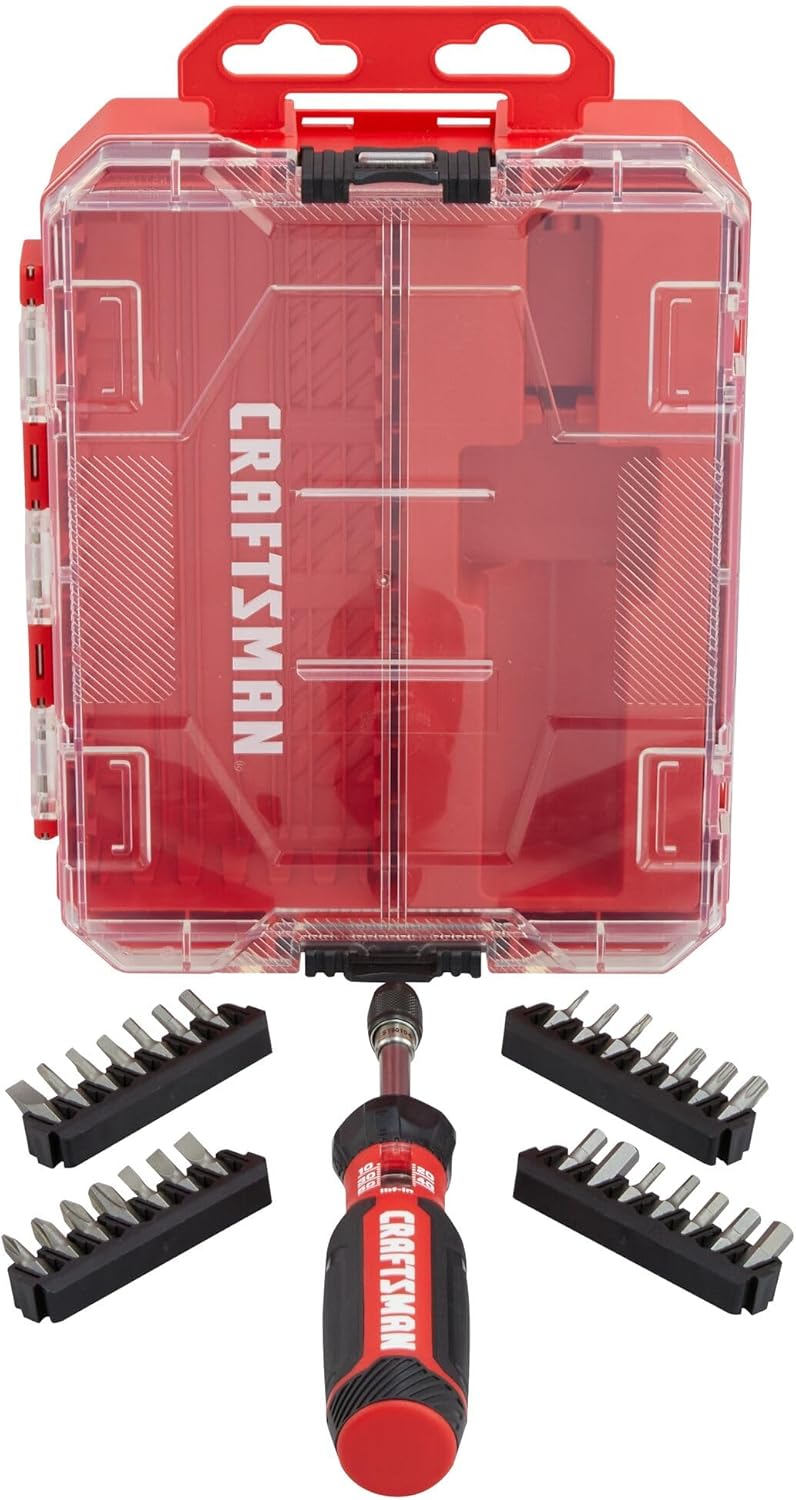 CRAFTSMAN Torque Screwdriver Set with Storage, 1" Phillips, Slotted, Hex, Torx and Square Screwdriving Bits, 29 Piece (CMHT68130)