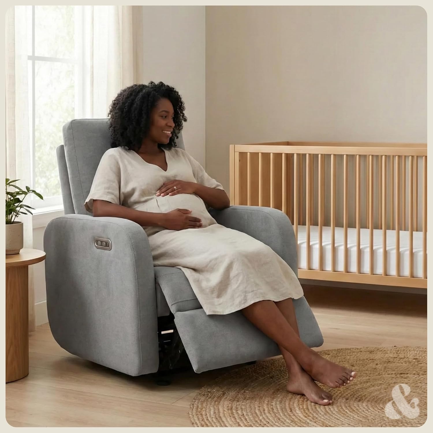 Nurture& The Porto Power Glider Recliner for Nursery | Modern Glider Chair with Power Recline | Built - in USB Charging Port | Space-Saving Design for Small Nurseries and Shared Spaces, Grey