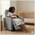Nurture& The Porto Power Glider Recliner for Nursery | Modern Glider Chair with Power Recline | Built - in USB Charging Port | Space-Saving Design for Small Nurseries and Shared Spaces, Grey