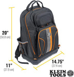 Klein Tools 62800BP Backpack Tool Bag, Tradesman Pro Extra-Large 40-Pocket Electrician Jobsite Backpack with Molded Bottom, Charging Port
