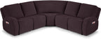 VANSOFY Extra Large Reclining Sectional Couch Covers, Washable 5-Piece Sofa Covers for L Shape Sectional Sofa Corner Seater, Thick, Soft Sofa Slipcovers (5 Seat Recliner Cover, Chocolate)